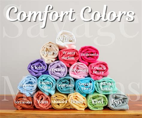 Comfort Colors Color Chart Comfort Colors Swatches Color - Etsy