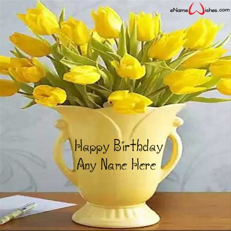 Elegant Yellow Flowers Name Wish for Birthday - Name Birthday Cakes ...