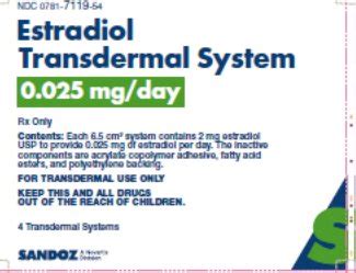 NDC 0781-7134 Estradiol Transdermal System Images - Packaging, Labeling ...