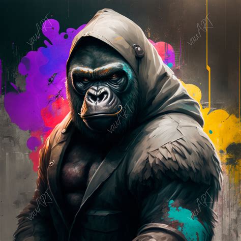 Gorilla Graffiti Digital Art AI Generated Animal Print Wall Art AI Art ...