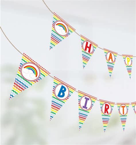 Rainbow Happy Birthday Banner Printable Rainbow Banner | Etsy