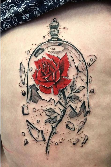 Top 71 Beauty and The Beast Rose Tattoo Ideas - [2021 Inspiration Guide ...