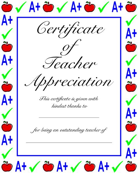 Printable Awards For Teachers