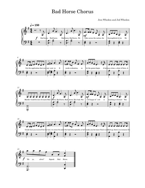 Bad Horse Chorus - Dr Horribles sing-along blog Sheet music for Piano ...