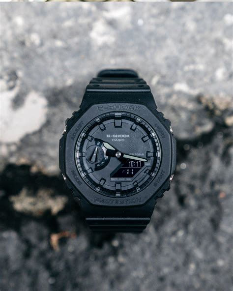 Casio G-Shock GA-2100-1A1ER Octagon Series Triple Black Stealth Mens ...