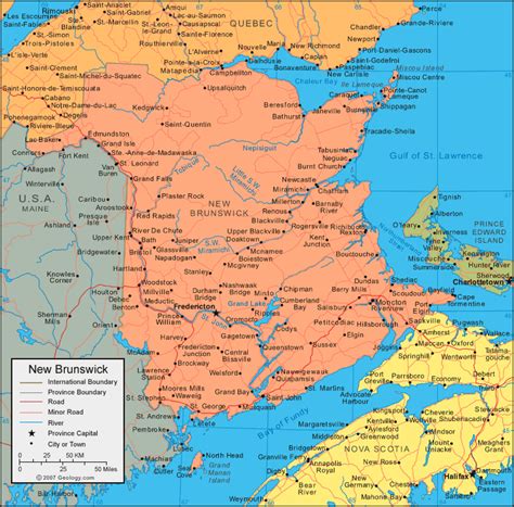 Political Map Of New Brunswick - Gretal Gilbertine