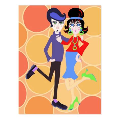 Groovy Dancing Couple Postcard | Zazzle