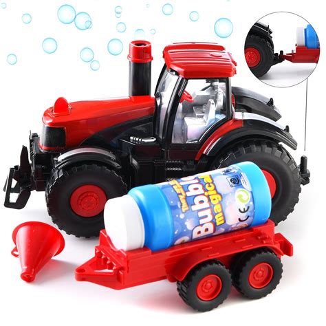 Buy Prextex Bump & Go Bubble Blowing Farm Tractor Toy Truck with Lights ...