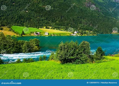 Norway Nordfjord Panorama and Glacier River Stock Photo - Image of ...