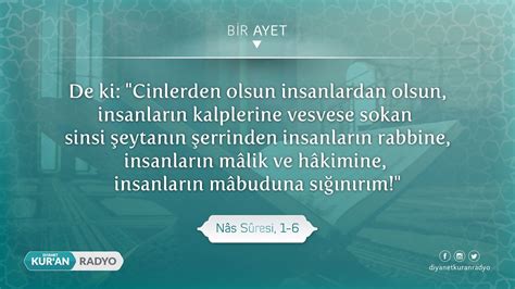 Nas Suresi Arapça, Türkçe okunuşu ve Diyanet meali! Nas Suresi oku ...