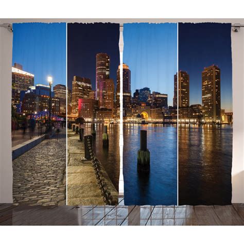 Latitude Run® Curtains 2 Panel Set, Boston City Skyline | Wayfair