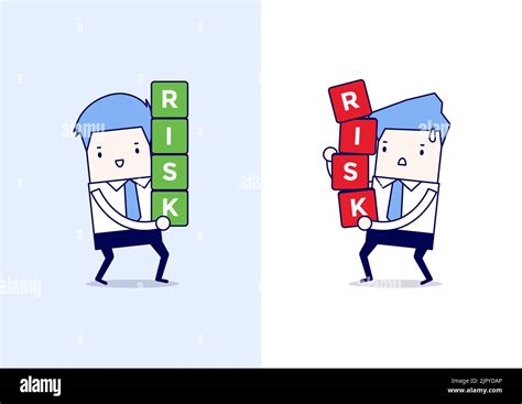 Businessman risk management. Cartoon character thin line style vector ...