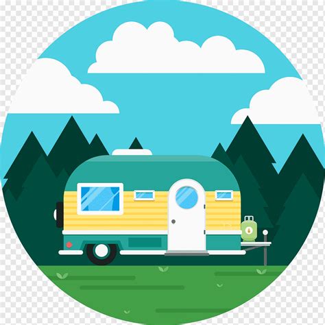 Ilustrasi trailer beige, white, and blue, Caravan Recreational Vehicle ...