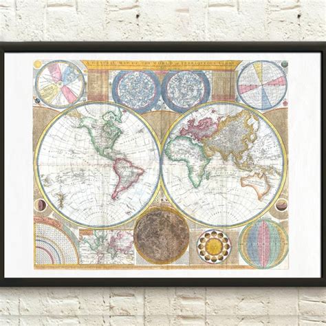 18th Century World Map Poster - Etsy