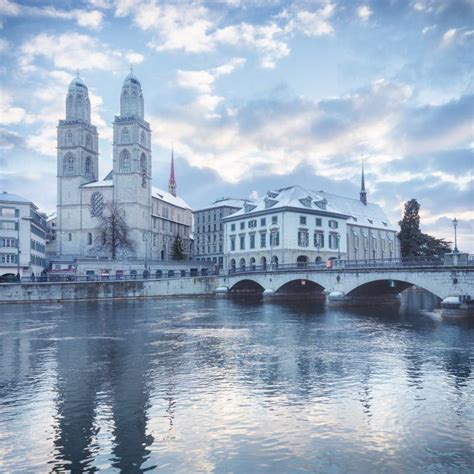 Old Zurich Town in Winter, View on Lake Stock Photo - Image of limmat ...