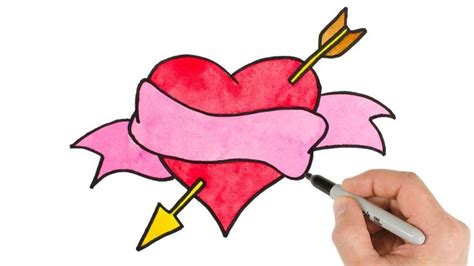 How to Draw a Heart With Arrow Watercolor Easy| Valentine's Day ...