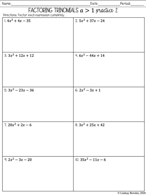 Factoring Polynomials Notes and Worksheets - Lindsay Bowden