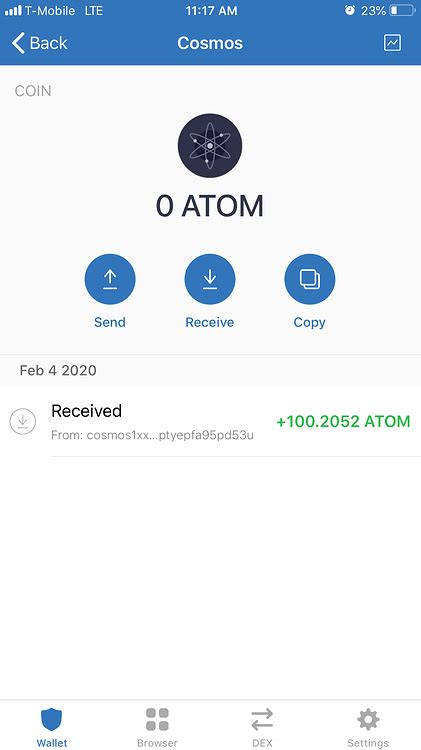 Atom showing 0 a available - English - Trust Wallet