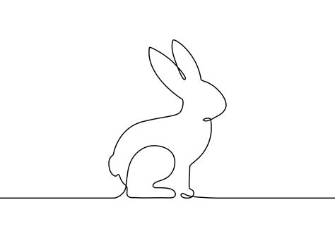 Hare, rabbit contour silhouette, one continuous line drawing. Simple ...