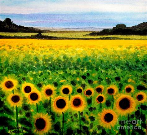 Sunflower Field Painting by Elizabeth Robinette Tyndall - Pixels