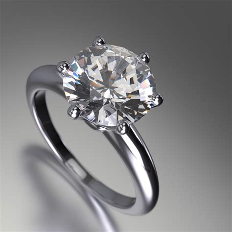 Diamond Solitaire Engagement Ring Platinum, Large Diamond Solitaire, 6 ...