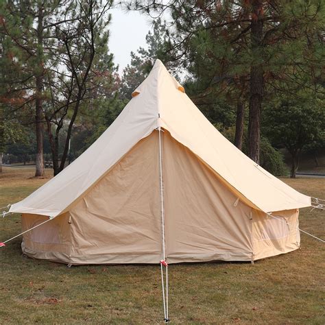 4-Season Waterproof Cotton Canvas Bell Tent Large Family Camp Hunting ...