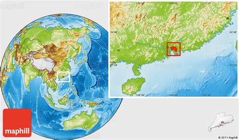 Physical Location Map of Dongguan