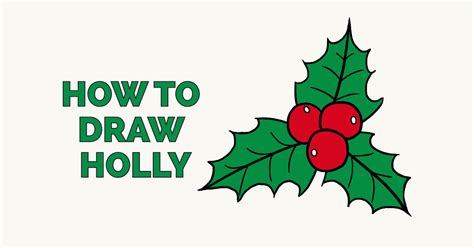 How to Draw Holly for Christmas - Really Easy Drawing Tutorial