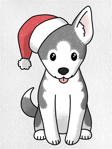 How to Draw a Christmas Puppy - HelloArtsy