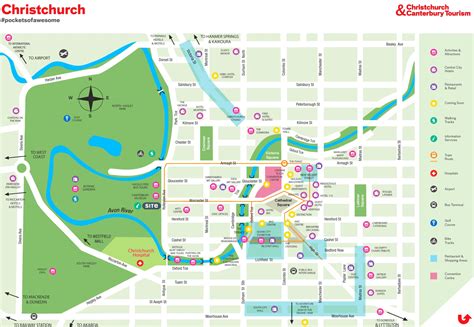 Christchurch tourist map - Ontheworldmap.com