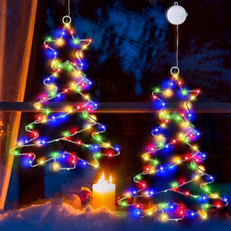 2Pcs Christmas Window Lights, Battery Powered Christmas Tree Lights ...