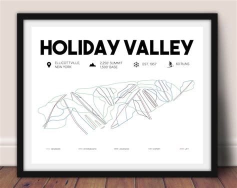 Holiday Valley Printable Ski Resort Map 16x20, Holiday Valley New York ...