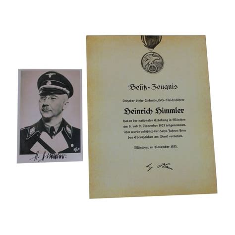 HEINRICH HIMMLERS BLOOD ORDER CERTIFICATE AND PHOTOGRAPH - WARSTUFF.COM