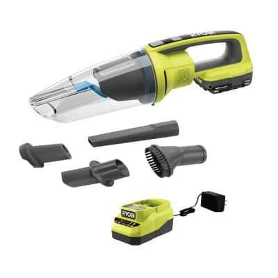 RYOBI ONE+ 18V Cordless Wet/Dry Hand Vacuum Kit with 2.0 Ah Battery and ...