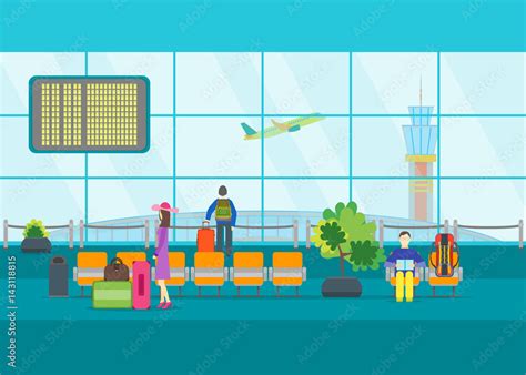 Cartoon Airport Waiting. Vector Stock Vector | Adobe Stock