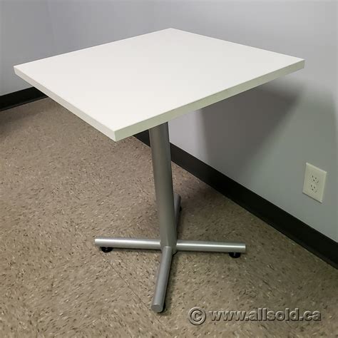 24" White Square Table w/ Silver Base - Allsold.ca - Buy & Sell Used ...