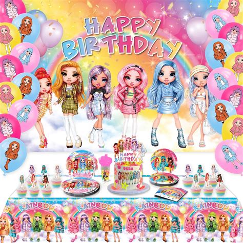 Rainbow High Dolls Theme Birthday Slumber Party Supplies Favors For ...