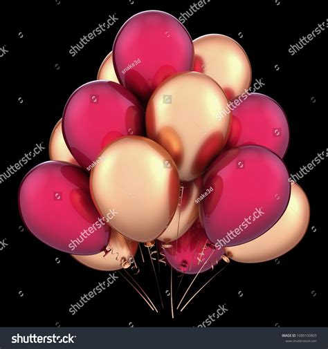 Balloons Party Happy Birthday Decoration Red Stock Illustration ...