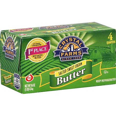 Crystal Farms Butter, Salted, Sweet Cream 4 ea | Salted Butter | Elmer ...