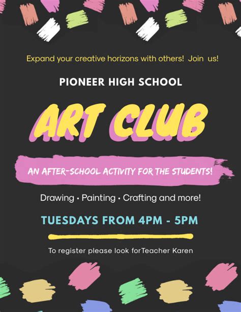 Black School Art Club Poster Template | PosterMyWall