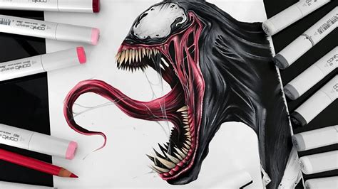 Venom Drawing Charcoal Art & Collectibles trustalchemy.com