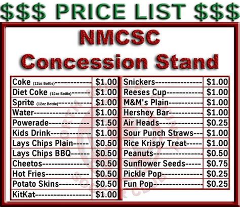 concession stand - REALLY CLEAR MULTIPLE PRICE SIGNS ARE KEY ...