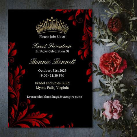 Birthday Invitation Template, Digital Vampire Invitation, Dinner Party ...