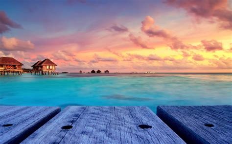 tropical, Beach, Nature, Sunset, Landscape, Bungalow, Maldives, Resort ...