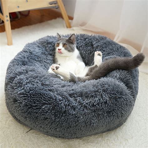 Soft Plush Round Pet Bed Cat Soft Bed Cat Bed for Cats Small Dogs ...