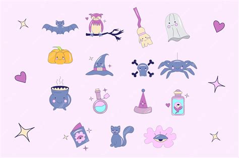 Premium Vector | Halloween kawaii clipart characters