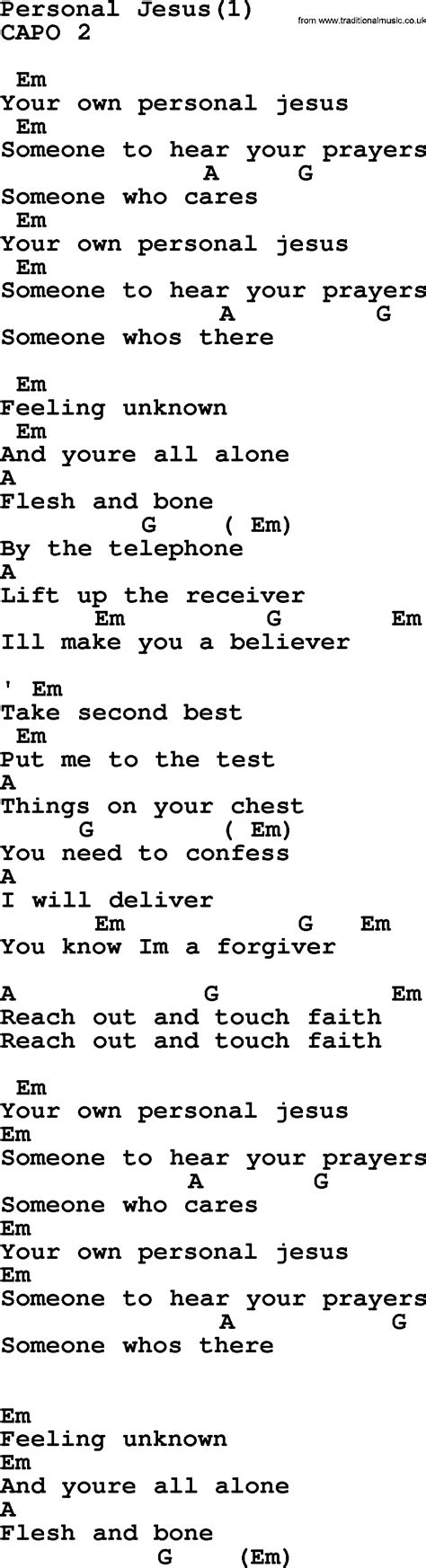 Johnny Cash song: Personal Jesus(1), lyrics and chords