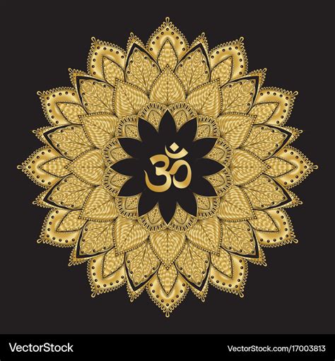 Om symbol with mandala round golden pattern Vector Image