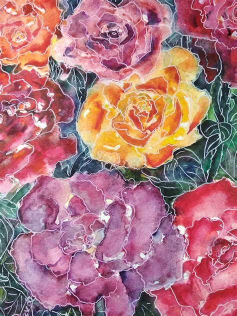 Rose watercolor painting. Pink flower square picture. Garden | Etsy