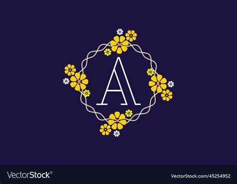 Floral monogram letter a initial alphabet Vector Image